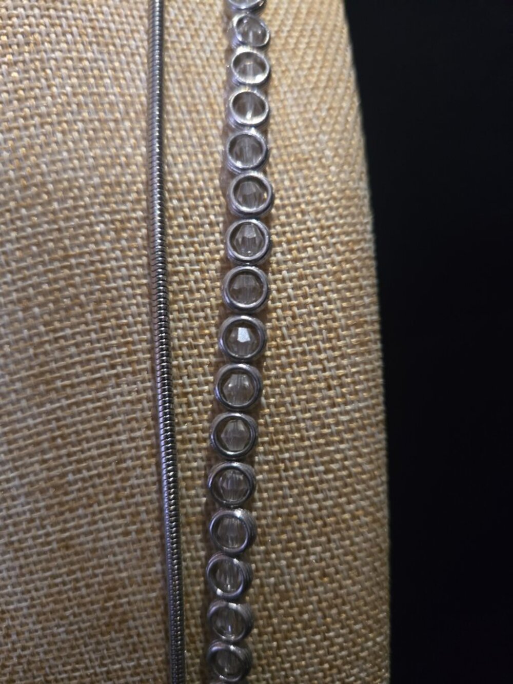 Chico's Silver Tone Double Layer Crystal Station Necklace – Original Retail Tag - Picture 4 of 5